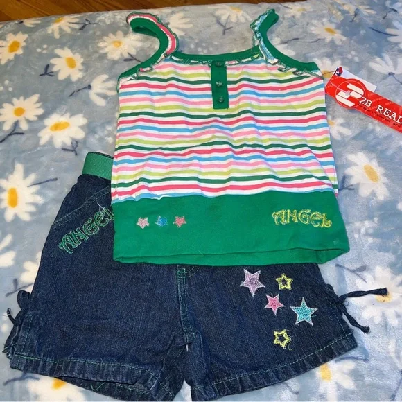 💥 2B Real Girls Size 5 6 Two Piece Outfit Shorts Set New NWT - Picture 1 of 15
